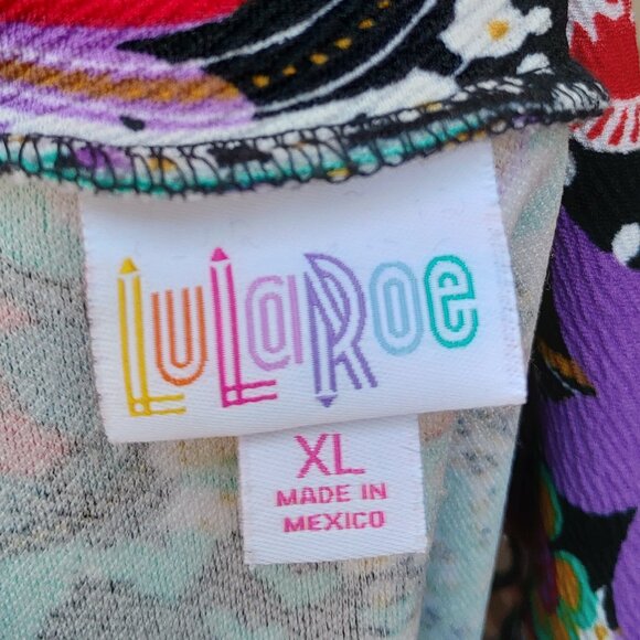 LuLaRoe Cassie Multicolor Paisley Print Pencil Skirt Stretch Purple Red - Picture 6 of 7